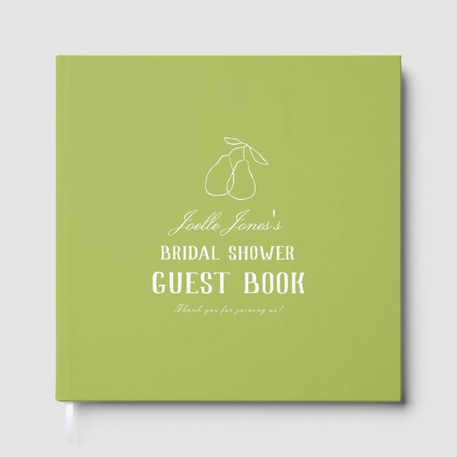 Perfect Pear Modern Custom Bridal Shower Guest Book (Front)