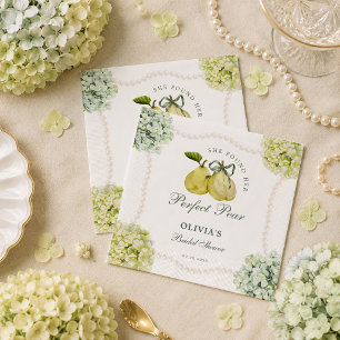 Perfect Pear Pair Green Hydrangea Bridal Shower Napkin