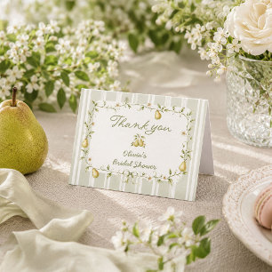 Perfect Pear Sage Green Bridal Shower Thank You Card
