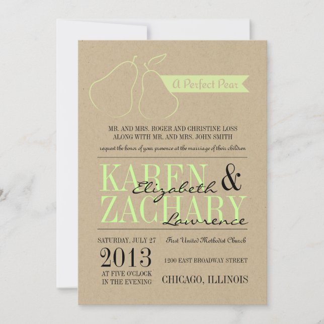 Perfect Pear Wedding Invitation (Front)