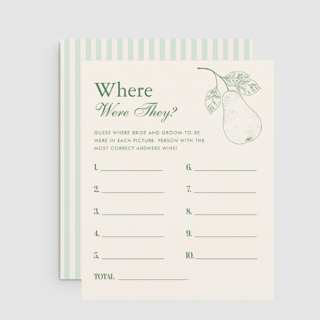 Perfect Pear Where Were They Bridal Shower Game (Creator Uploaded)