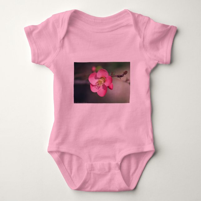 Perfect Pink Flowering Quince Baby Bodysuit (Front)