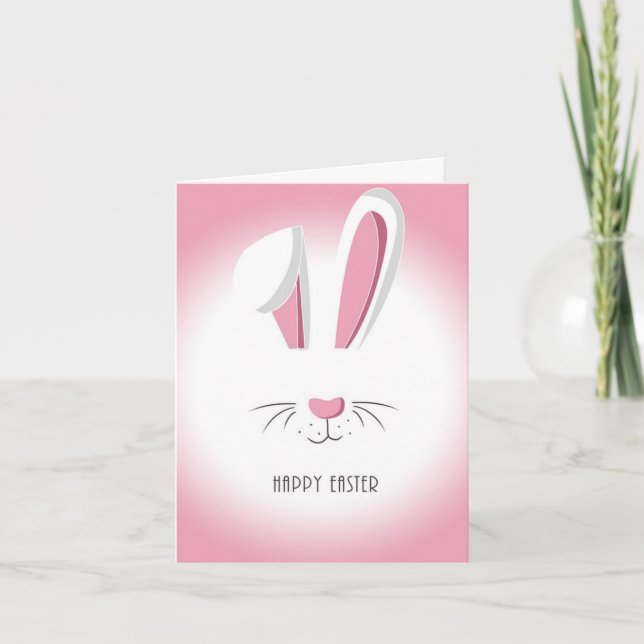 Perfect Pink Happy Easter Bunny Announcement (Front)