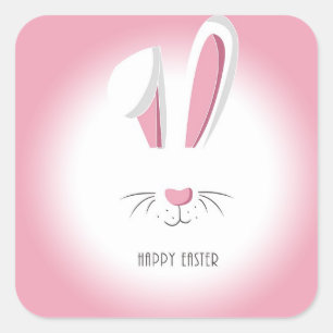 Perfect Pink Happy Easter Bunny Square Sticker