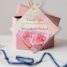 Perfect Pink Roses Wedding Favor Tags