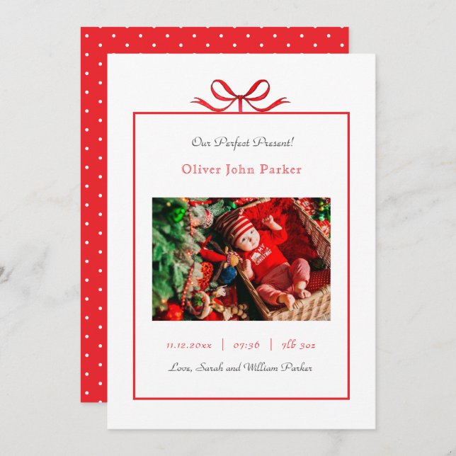 Perfect present Christmas Holiday Birth  Announcement (Front/Back)