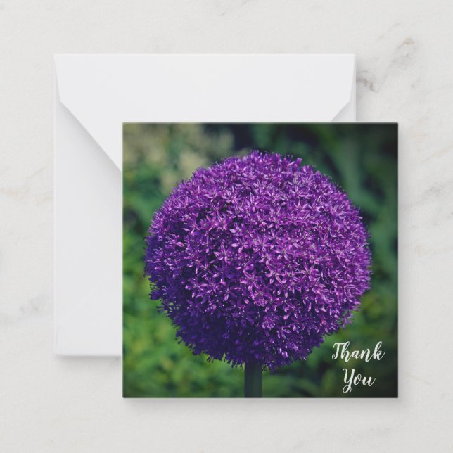 Perfect Purple Allium Flower Personal Thank You Card (Front)