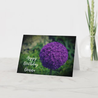 Perfect Purple Allium Flower Personalized Birthday Card