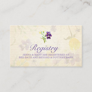Perfect Purple Pansies Wedding Registry Card
