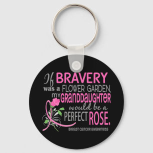 Perfect Rose 2 Granddaughter Breast Cancer Key Ring