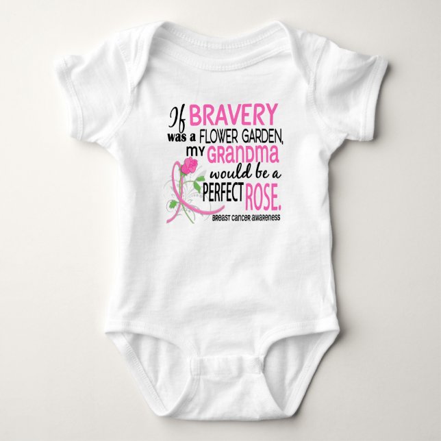 Perfect Rose 2 Grandma Breast Cancer Baby Bodysuit (Front)