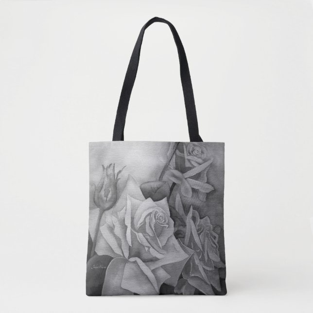 Perfect Roses in Shades of Gray Tote Bag (Front)