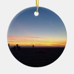 Perfect Sunset in Huntington Beach, California Ceramic Tree Decoration