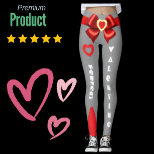 Perfect Valentine Gift Bow & Heart Custom Text  Leggings