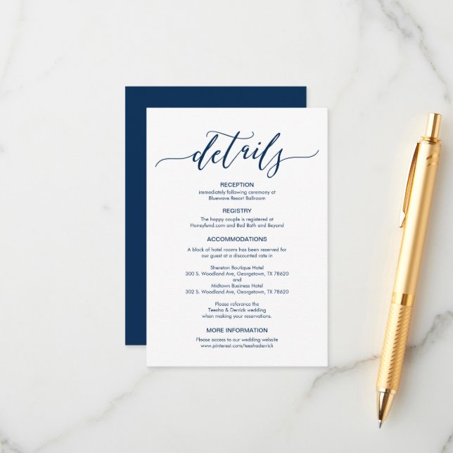 Perfect Wedding Details Enclosure Card (Front/Back In Situ)