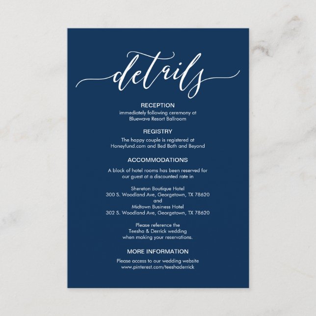 Perfect Wedding Details Enclosure Card (Front)