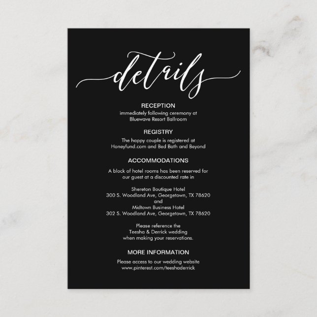 Perfect Wedding Details Enclosure Card (Front)