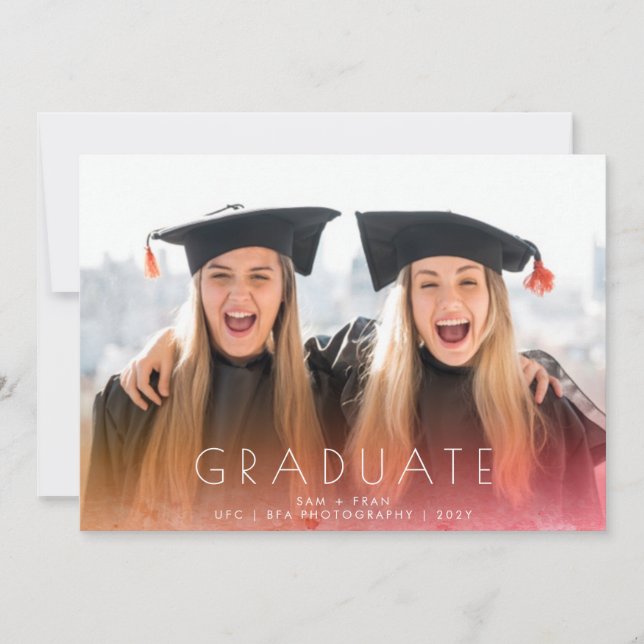 Perfect White Fire Full Photo Graduation Announcement (Front)