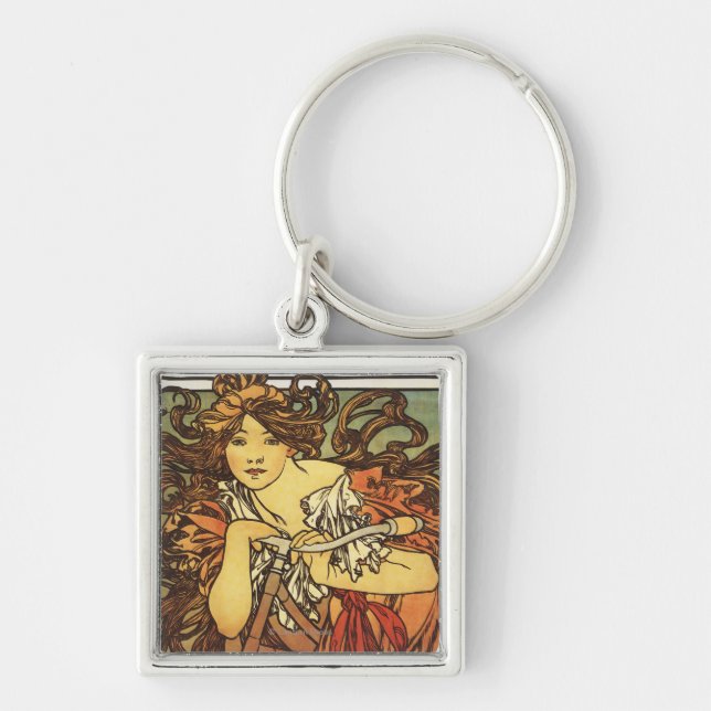 Perfecta Bicycles with Woman Advertisement Poste Key Ring (Front)