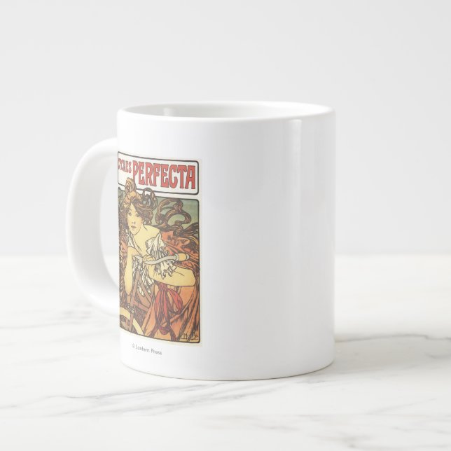 Perfecta Bicycles with Woman Advertisement Poste Large Coffee Mug (Front Left)