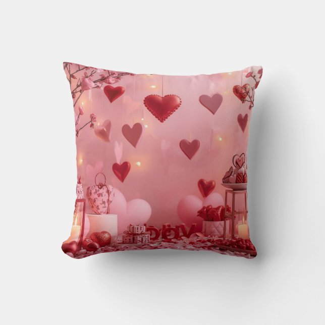 Perfectly Beautiful Hearts on a Valentines Day  Cushion (Front)