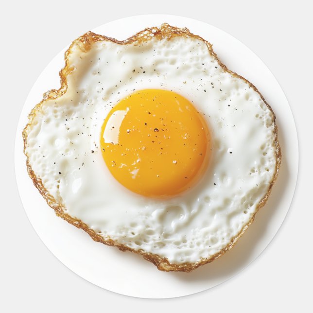 Perfectly Fried Egg with Crisp Edges and Golden Yo Classic Round Sticker (Front)