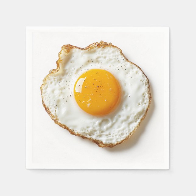 Perfectly Fried Egg with Crisp Edges and Golden Yo Napkin (Front)