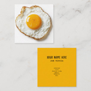 Perfectly Fried Egg with Crisp Edges and Golden Yo Square Business Card