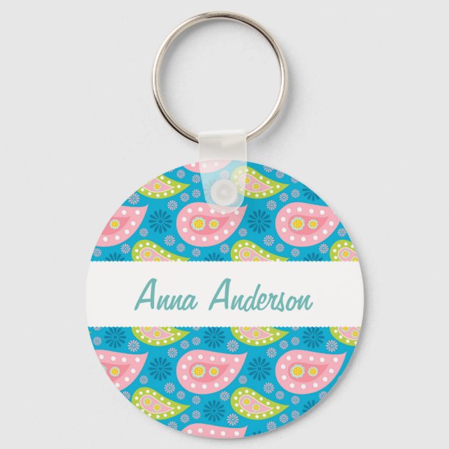 Perfectly Paisley Keychain Personalised For Her (Front)