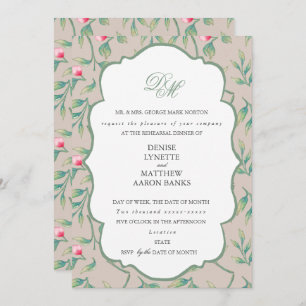 Perfectly Pale and Basil Green Rehearsal Dinner Invitation