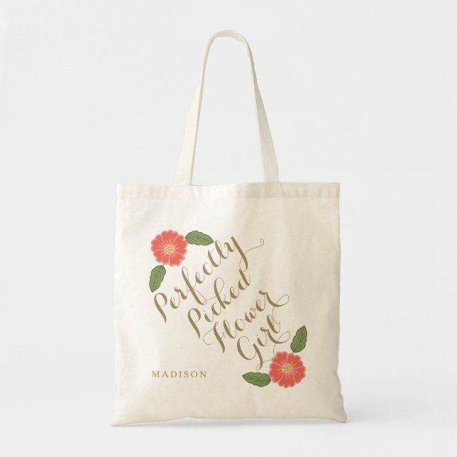 Perfectly Picked Flower Girl flowergirl gift Tote Bag (Front)