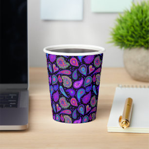 Perfectly Pretty Purple Paisley  Paper Cups