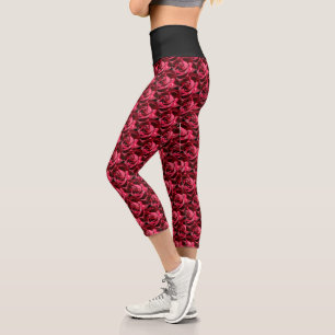 PERFECTLY RED ROSES    CAPRI LEGGINGS