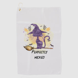 Perfectly Wicked – Purple Witch Cat Silhouette Golf Towel
