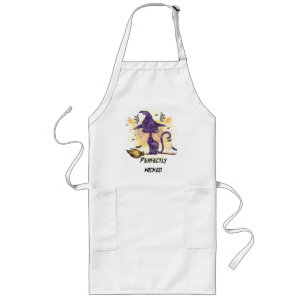 Perfectly Wicked – Purple Witch Cat Silhouette Long Apron