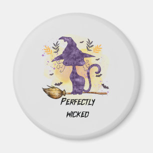 Perfectly Wicked – Purple Witch Cat Silhouette Magnet