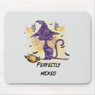 Perfectly Wicked – Purple Witch Cat Silhouette Mouse Pad