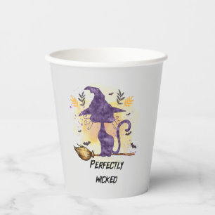 Perfectly Wicked – Purple Witch Cat Silhouette Paper Cups