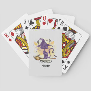 Perfectly Wicked – Purple Witch Cat Silhouette Playing Cards