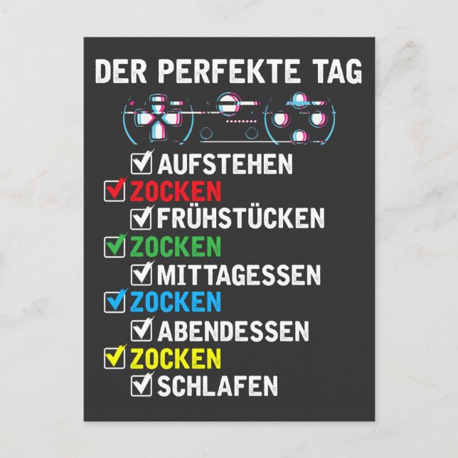 Perfekte Tag Zocker Humour Gamer Spruch Zocken Postcard (Front)