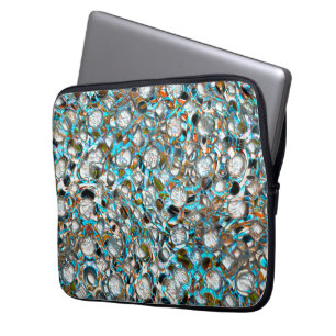 Perforated bluish piece over whitish texture laptop sleeve