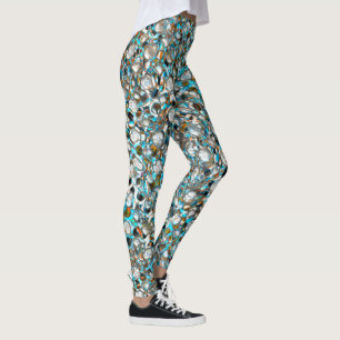 Perforated bluish piece over whitish texture leggings