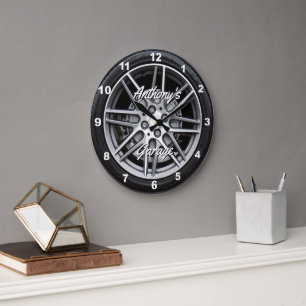 Performance Car Tire Personalised Large Clock