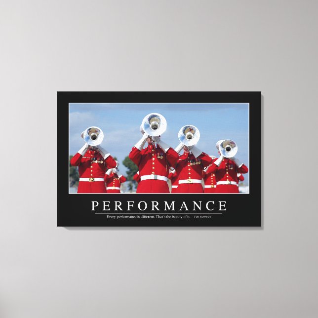 Performance: Inspirational Quote Canvas Print (Front)