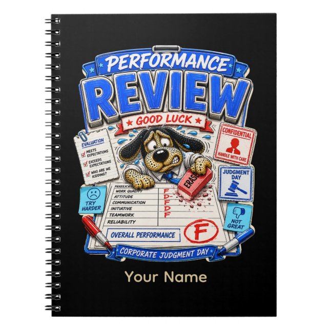Performance Review Good Luck Personalised Funny Notebook (Front)