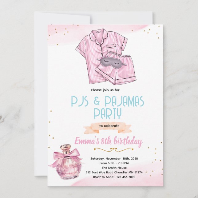 Perfume and Pajamas party Invitation (Front)
