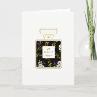 Perfume Art, Black Floral Birthday Card