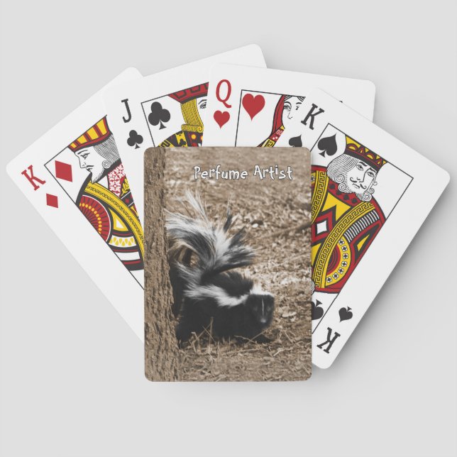 Perfume Artist "friendly" skunk image and caption Playing Cards (Back)