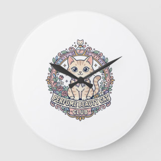 Perfume Beauty Cat Cute Cat T-Shirt Design - Perfu Large Clock
