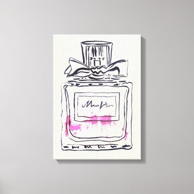 Perfume bottle fashion watercolour illustration canvas print (Front)